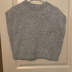 Gray Women's Sweater with Floral Design